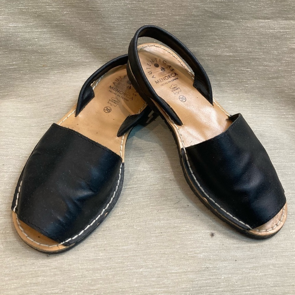 MENORCA Sz 36 Authentic Menorcan Leather Slip On Sandals Avarca Style